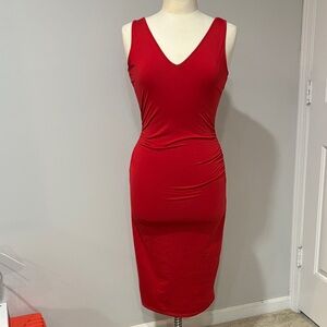 Elegant Scarlet Sleeveless Midi Dress